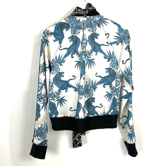 Pam & Gela F/19 Jagger Tiger-Print Neck Tie Cropped Track Jacket - Picture 3 of 11